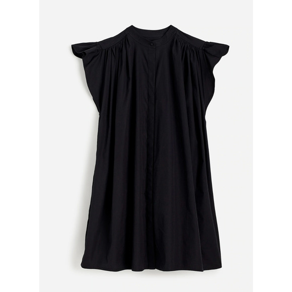 Madewell Flutter Sleeve Button Front Mini Dress Poplin Black Relaxed XXL NWT - Picture 6 of 14